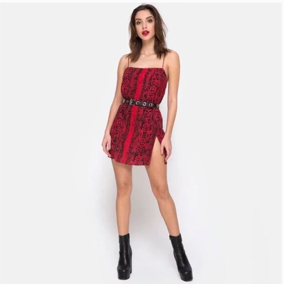 Motel Rocks Red Snake-Print Slip Mini Dress - Picture 5 of 8